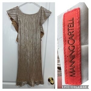 Manning Cartell open back gold ruffle mini dress size 8